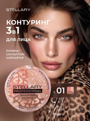 Stellary Sculpting palette 3 in 1 Палетка для контуринга 3-в-1 (Тон 01)