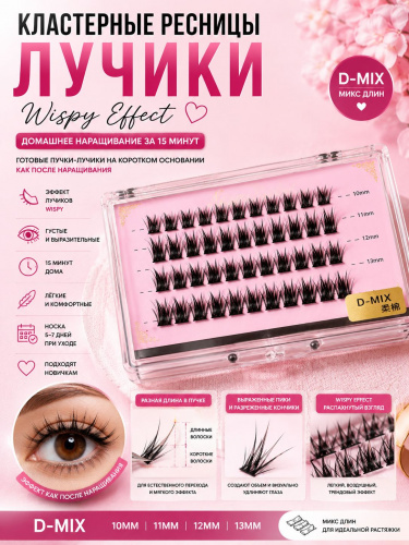 Nesura Eyelash Набор пучковых ресниц, мини (Изгиб D MIX)